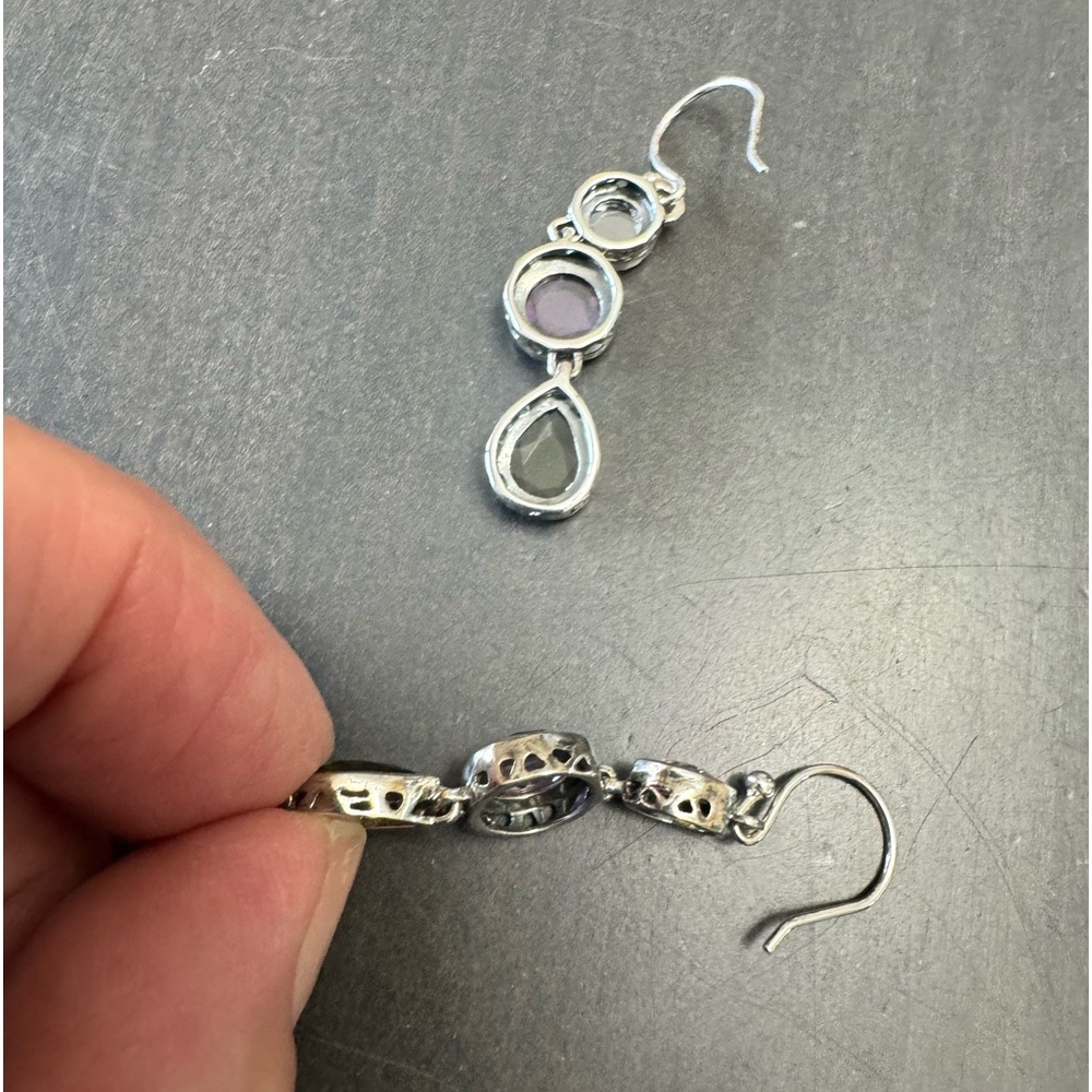 Silpada Earrings W2283 PLUM PRETTY CZ Sterling Silver Purple Grey Dangle - Picture 6 of 13